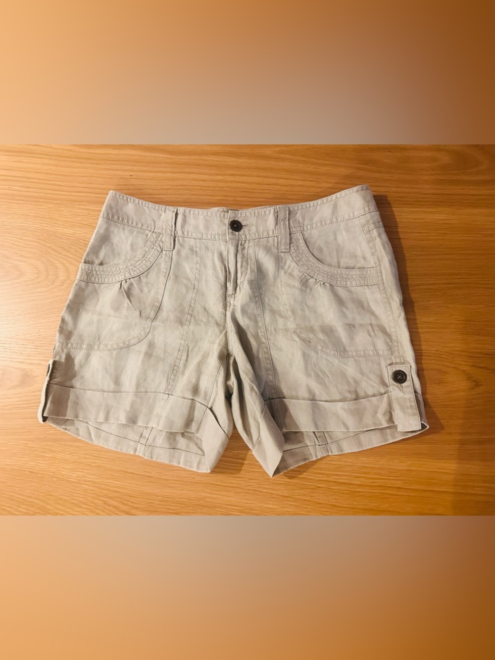 Apt. 9 Khaki Linen-Blend Shorts Size 4